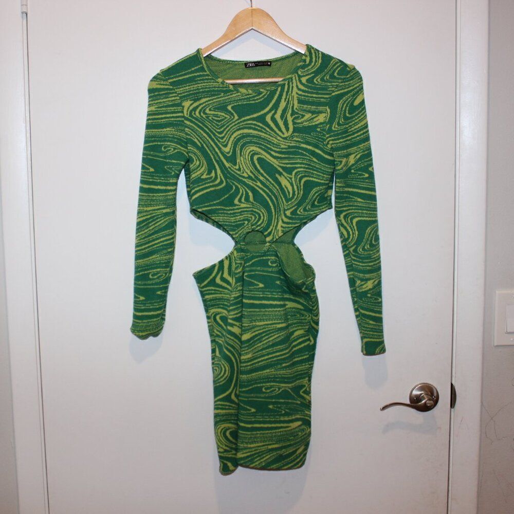 Zara Cut Out Jacquard mini Dress Women's Size Medium - Picture 2 of 10